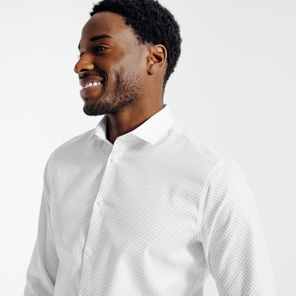 Chemise sans repassage slim en coton imprimée - 1