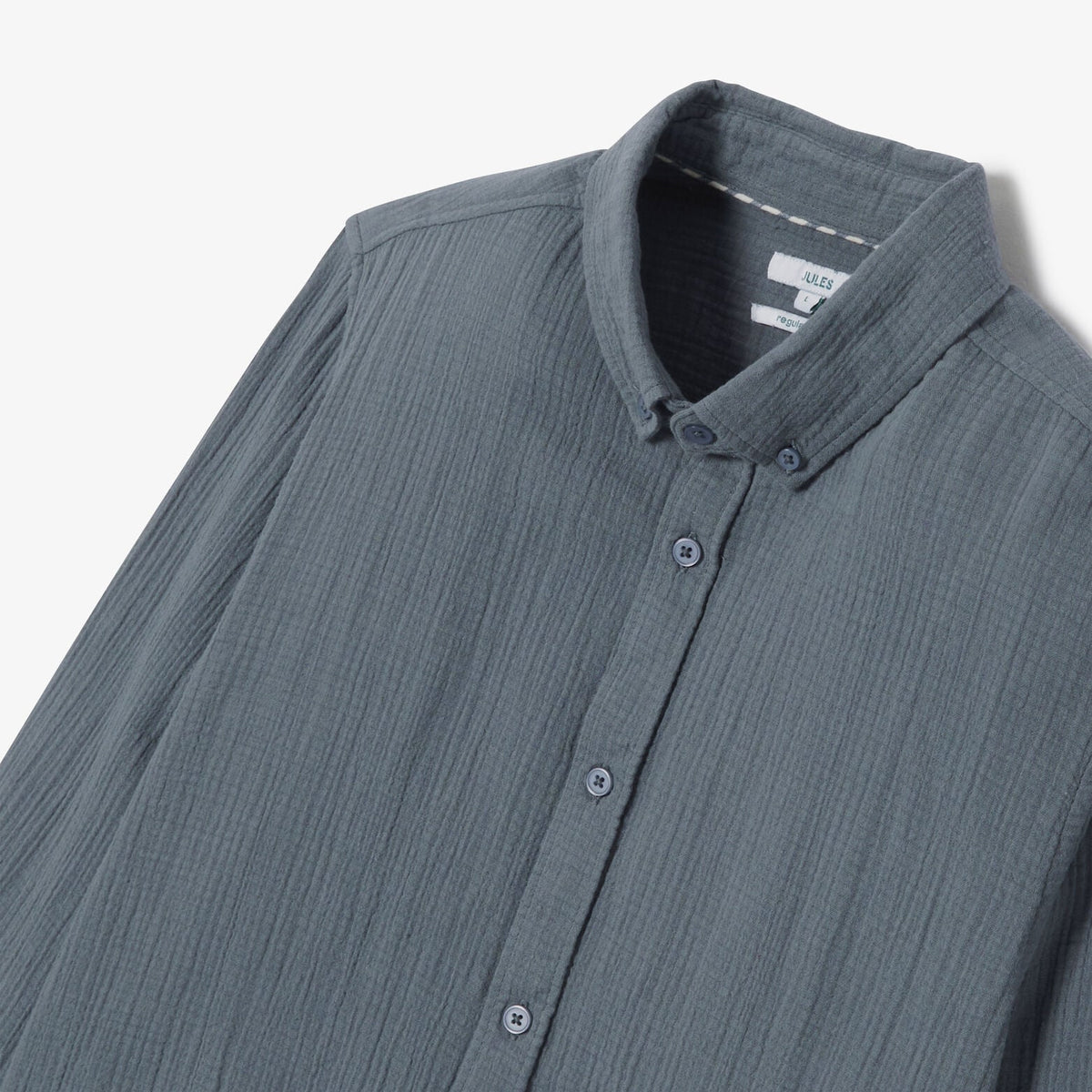 Chemise en gaze de coton unie col boutonné - 2