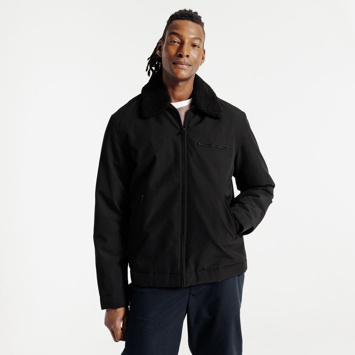 Blouson col chemise en sherpa amovible - 1