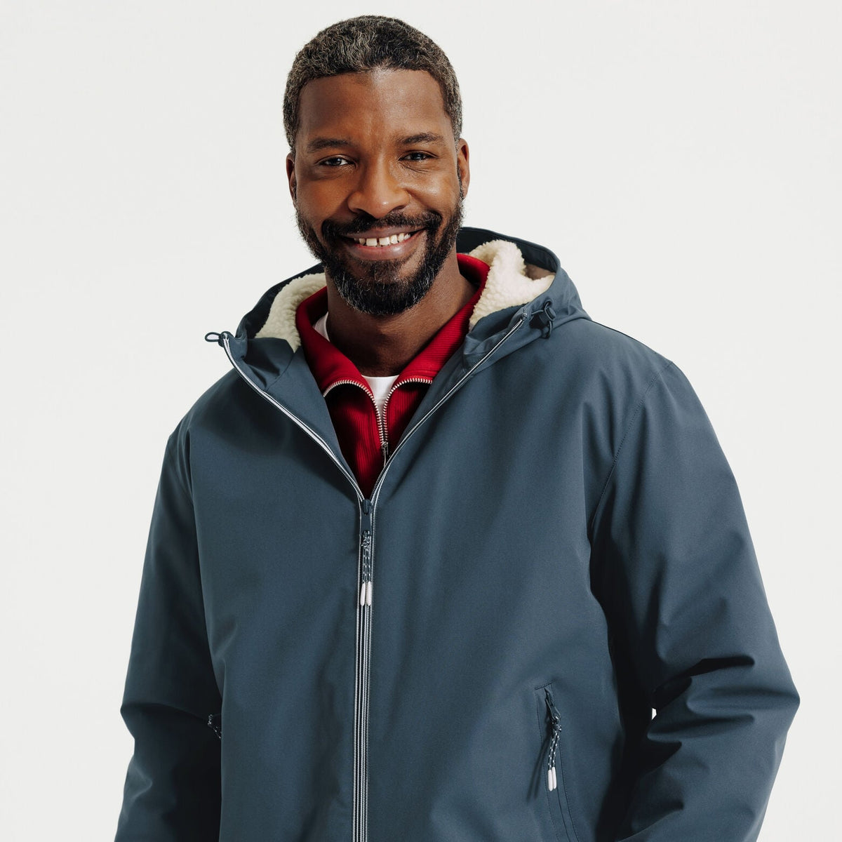 Blouson à capuche doublé en sherpa - 1