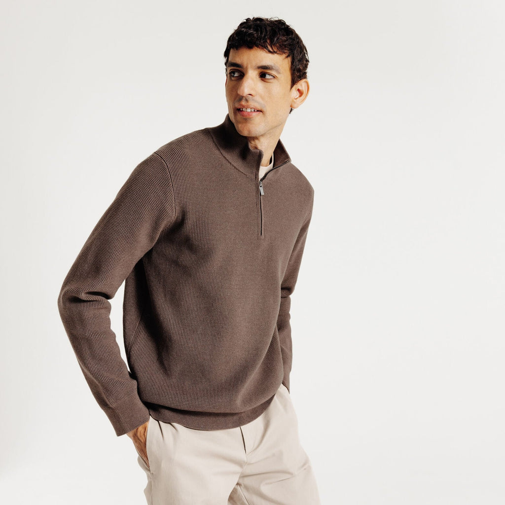 Pull col montant zippé gaufré - 1