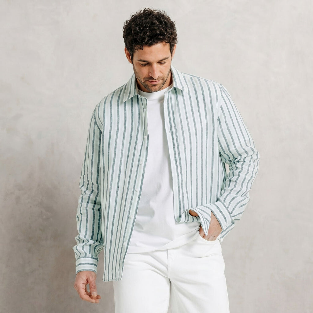 Chemise 100% lin rayée - 1