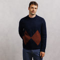 Pull col rond jacquard carreaux argyle - 1