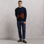 Pull col rond jacquard carreaux argyle - 2