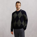Pull col rond jacquard carreaux argyle - 1