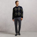 Pull col rond jacquard carreaux argyle - 2