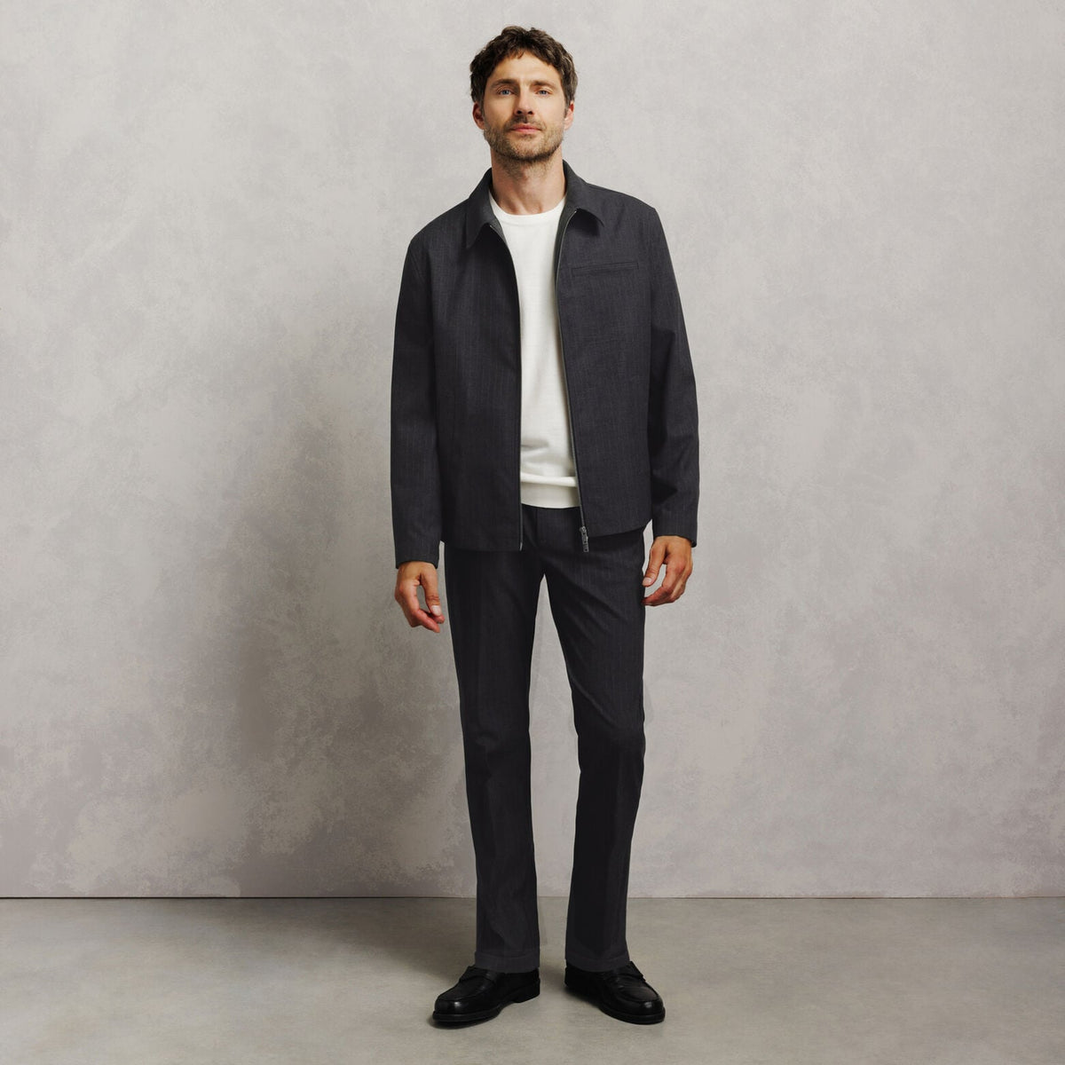 Veste zippée col chemise rayée - 2