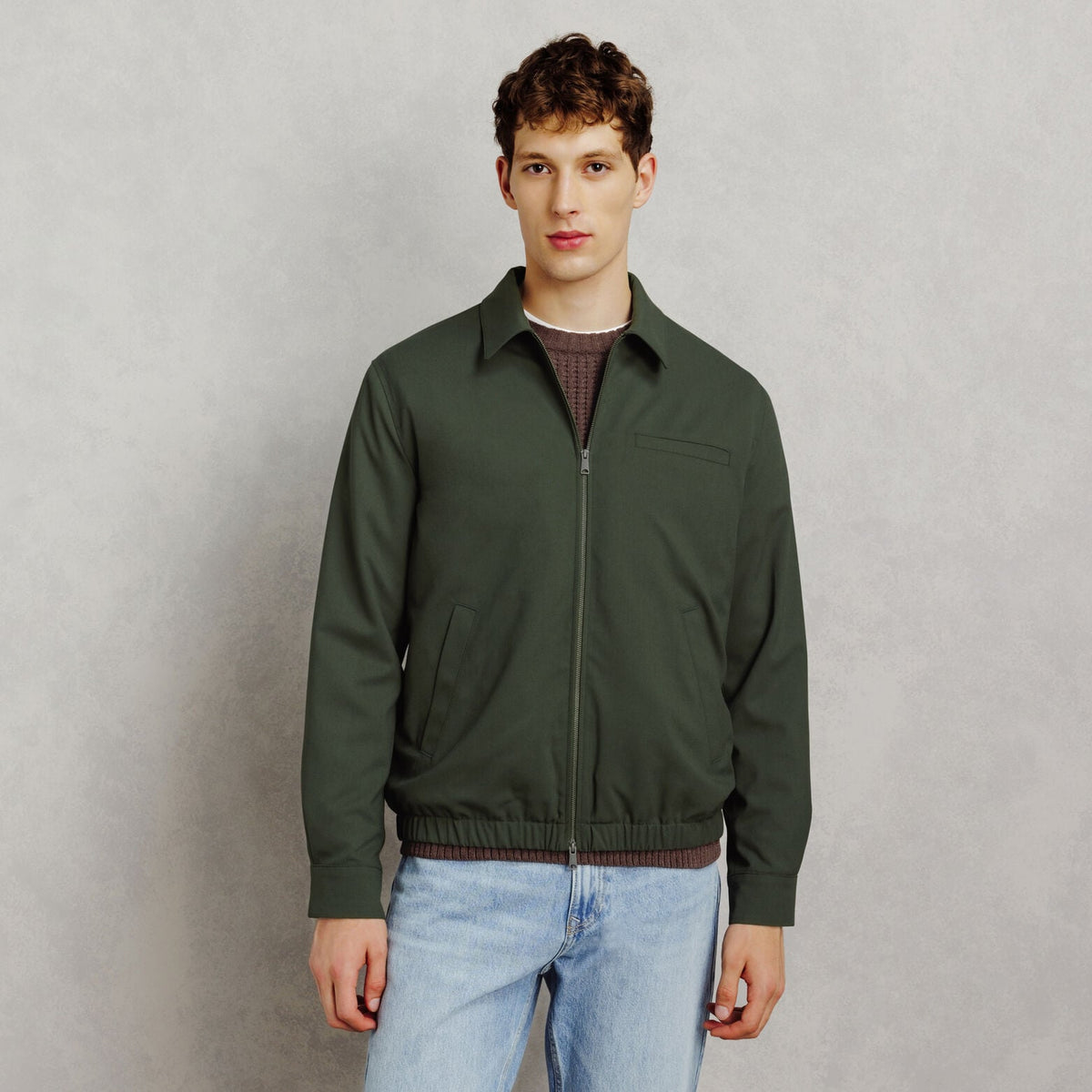 Veste zippée col chemise - 1