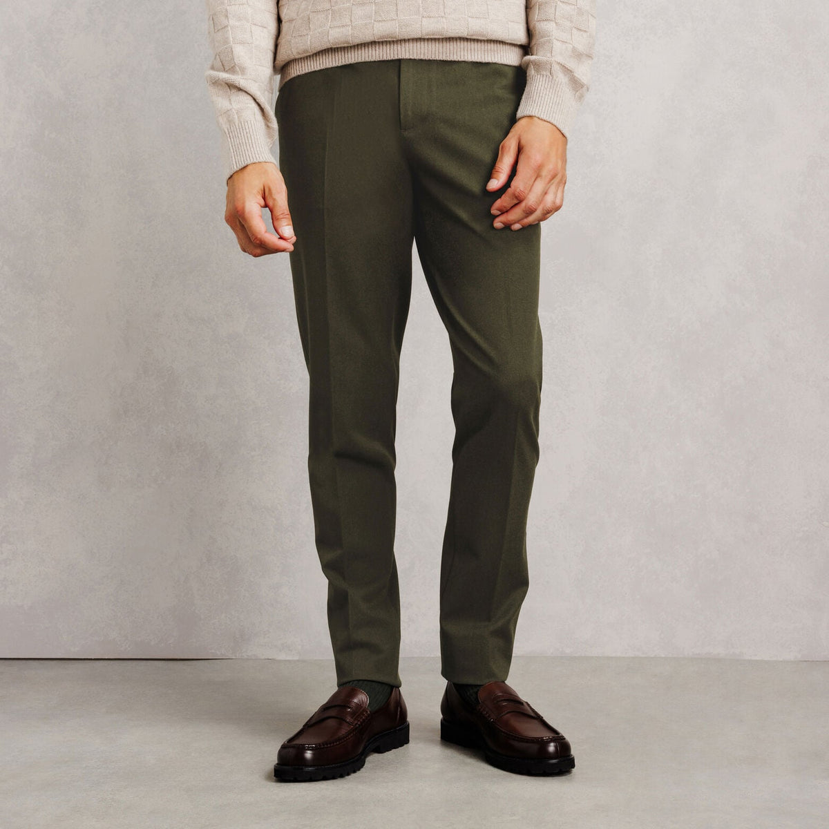 Pantalon chino slim en flanelle - 1