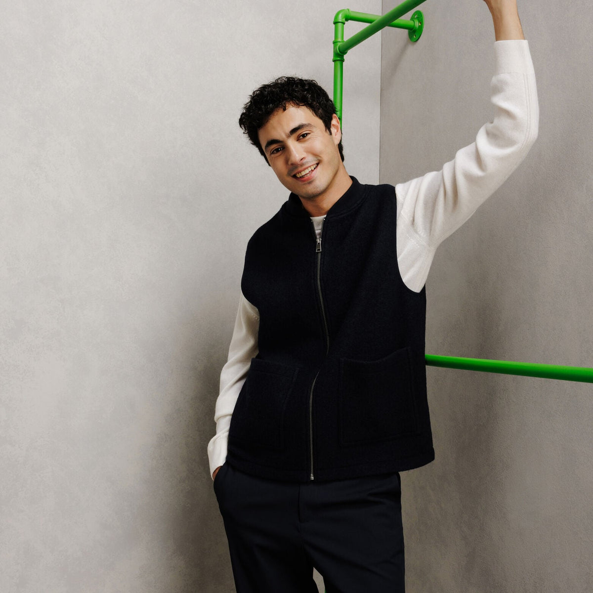 Gilet zippé sans manches 100% laine - 1