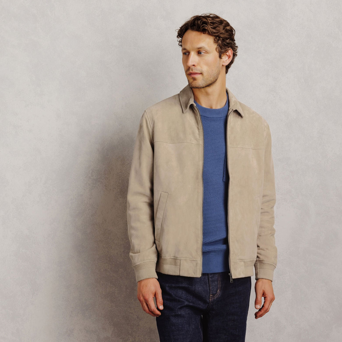 Blouson 100% cuir col chemise - 1