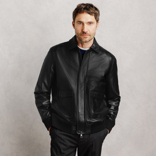 Blouson 100% cuir col chemise - 2