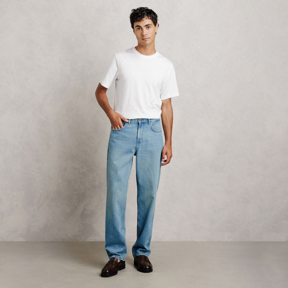 Jean loose RE-JEAN délavé 100% coton - 2