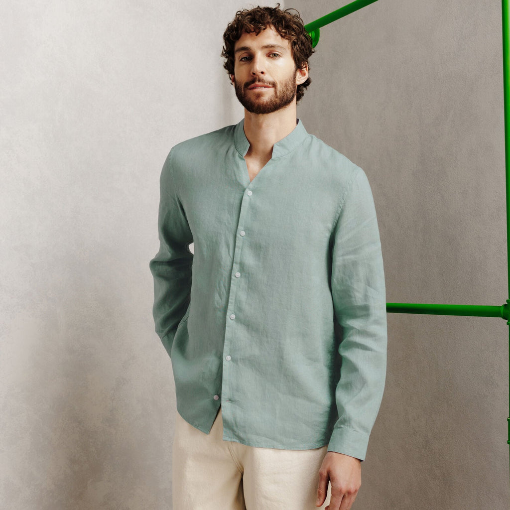 Chemise 100% lin col mao regular unie - 1