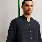 Chemise 100% lin col mao regular rayée - 1