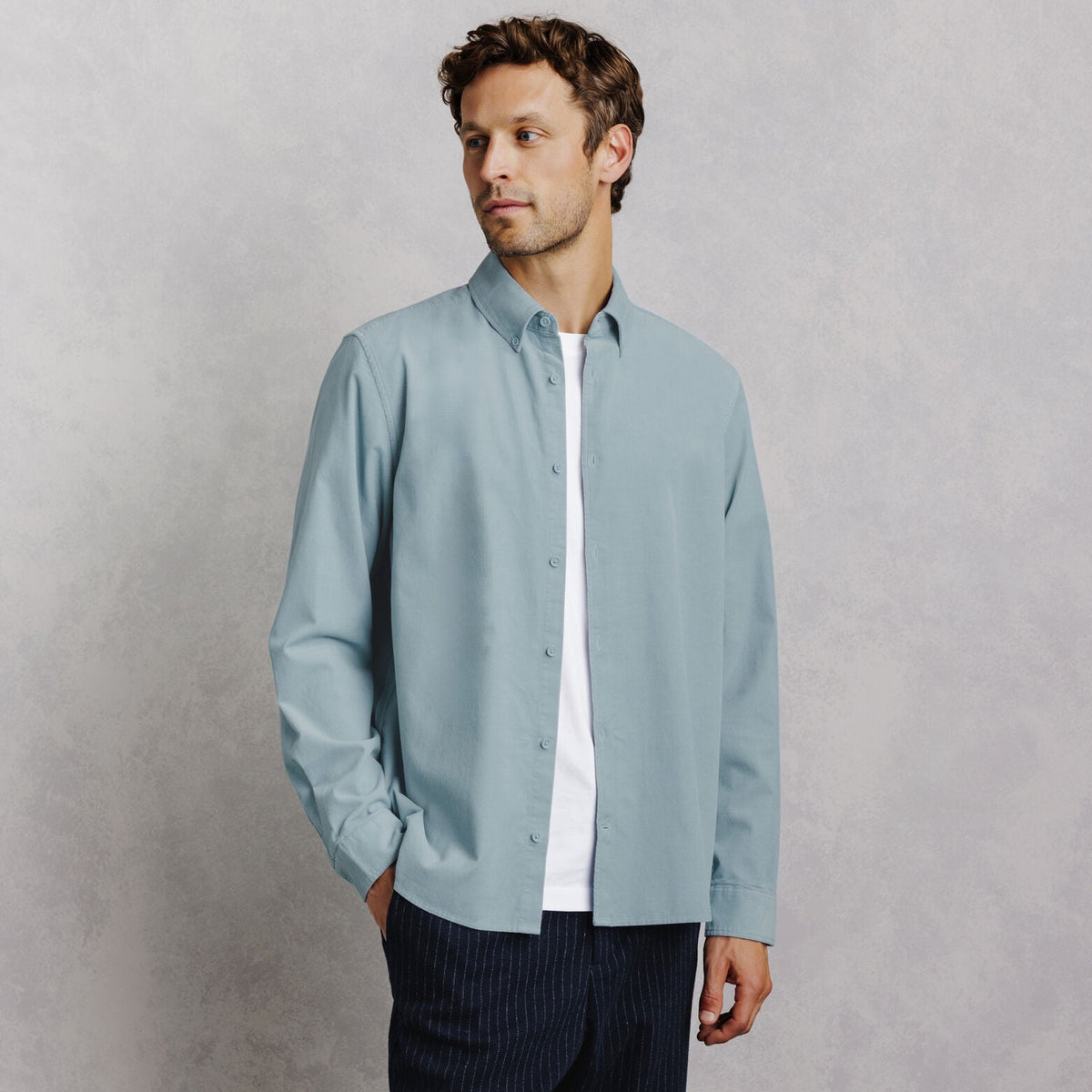Chemise en velours côtelé unie - 1