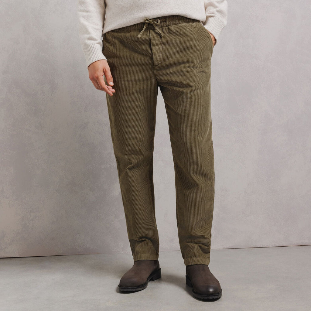 Pantalon tapered taille élastiquée en velours - 1