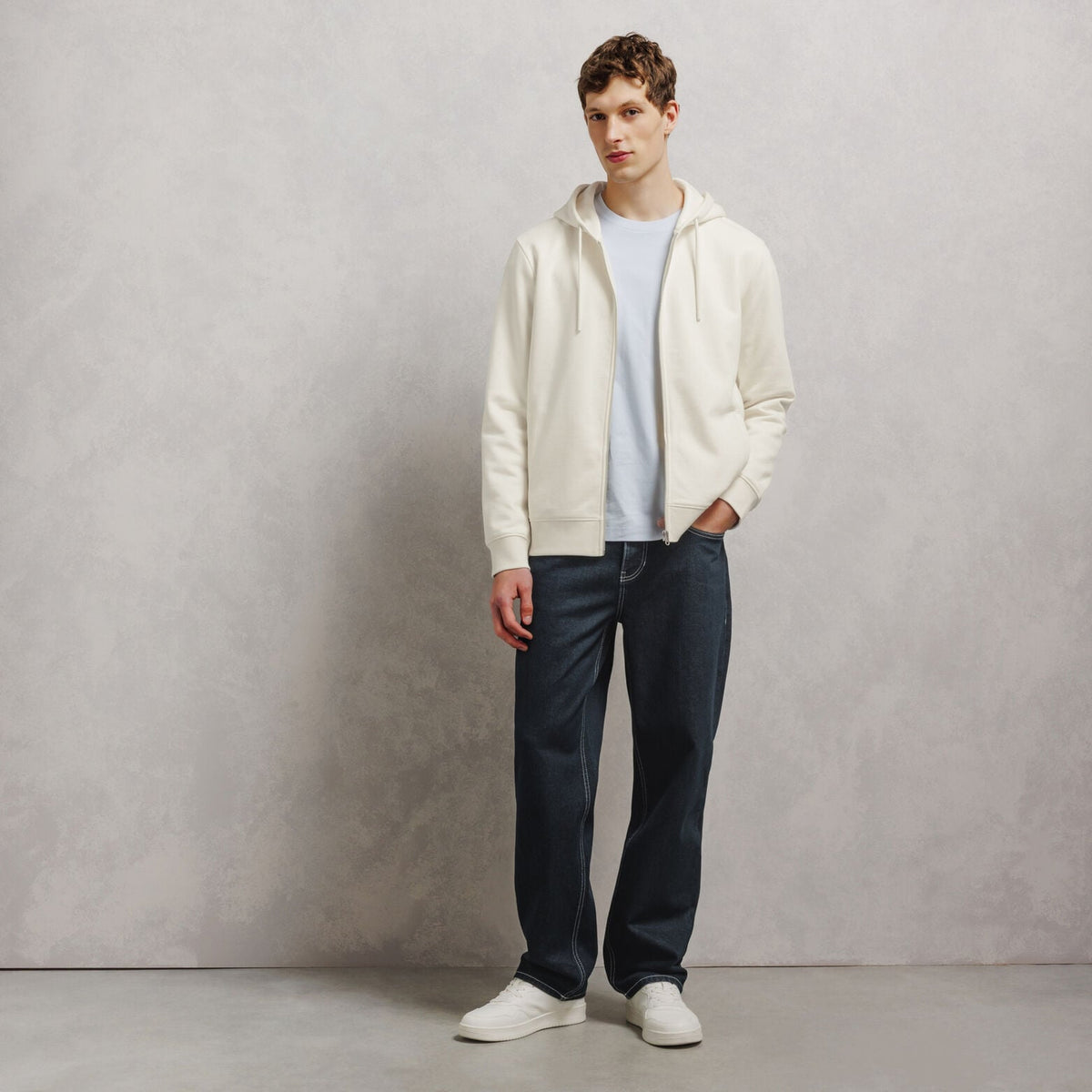 Sweat à capuche zippé molleton uni - 2