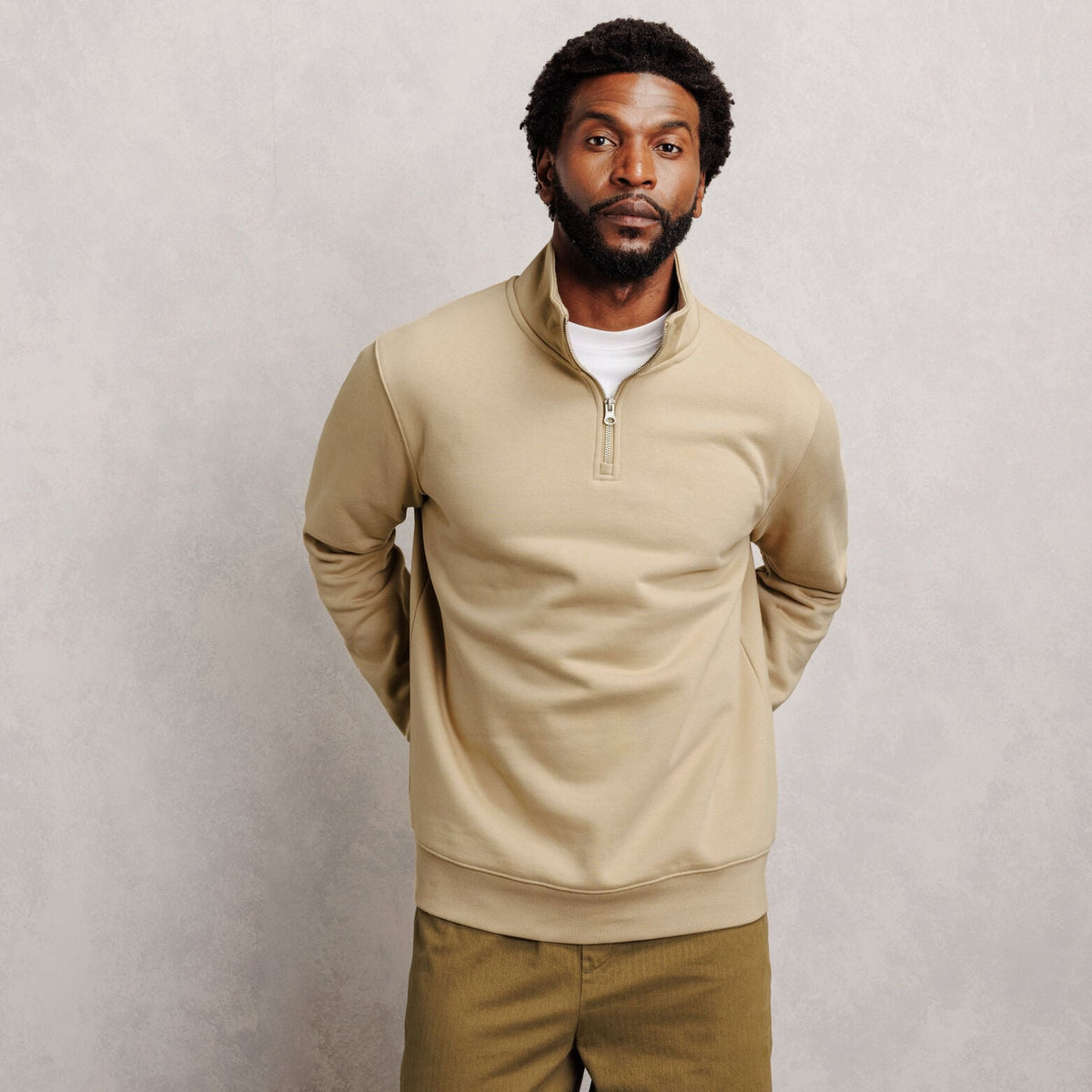 Sweat col montant zippé molleton uni - 1