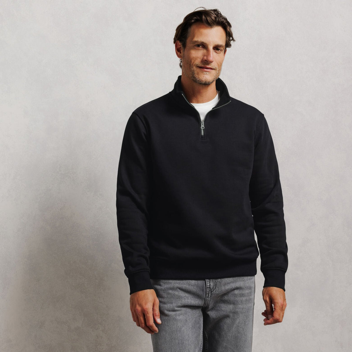 Sweat col montant zippé molleton uni - 1