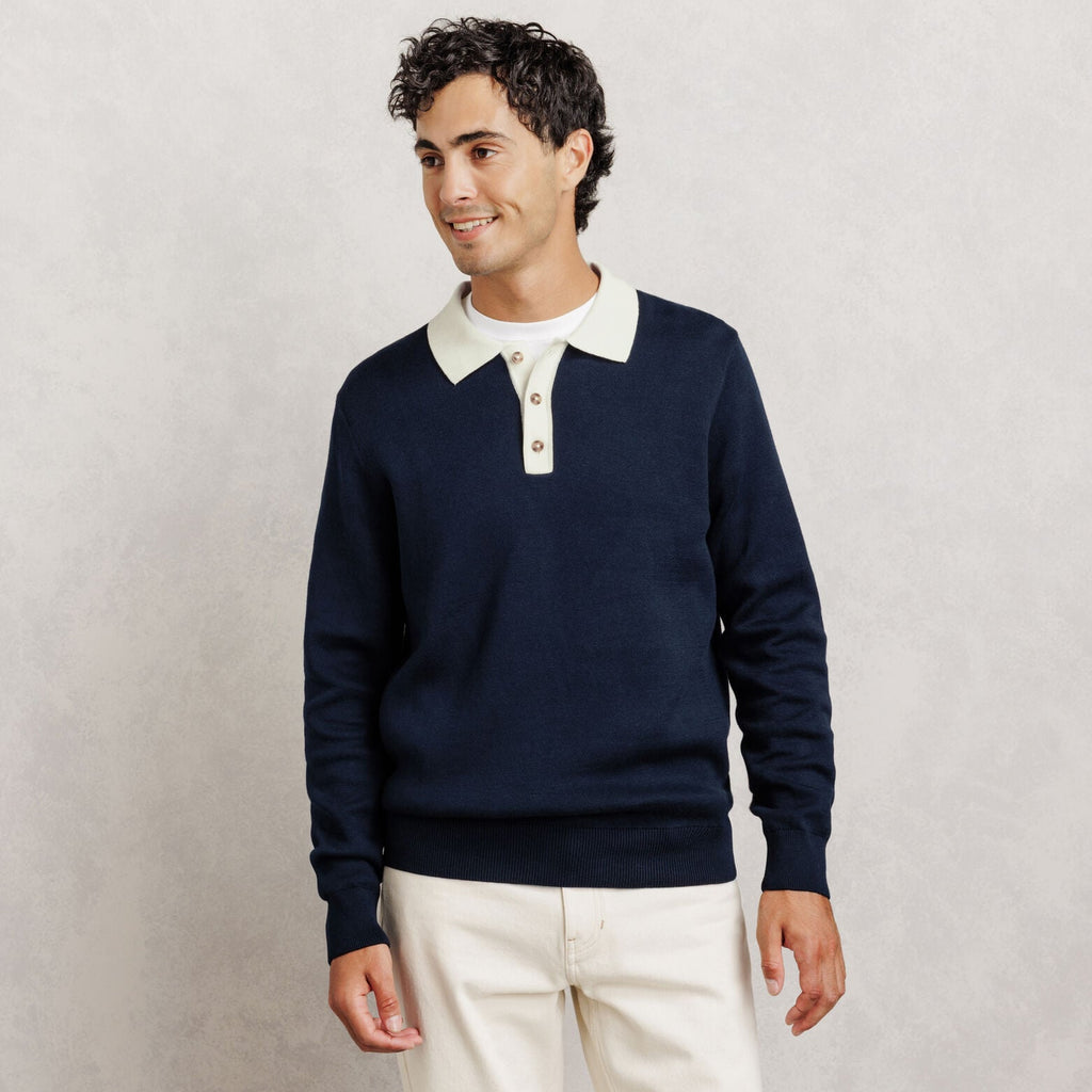 Polo en maille contrasté uni - 1