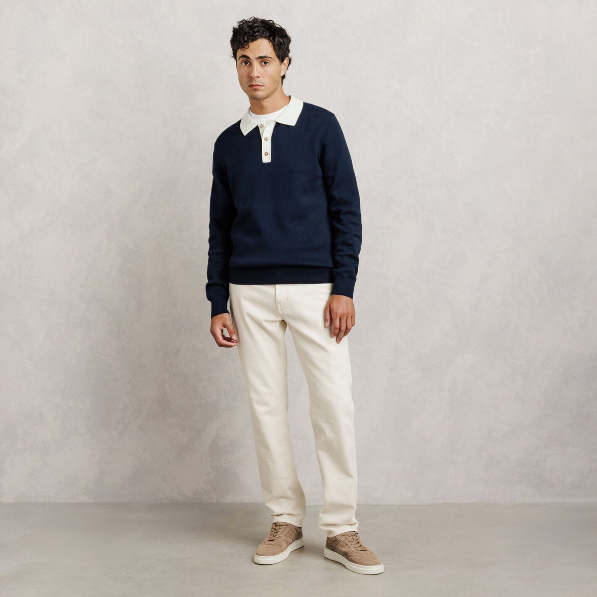 Polo en maille contrasté uni - 2
