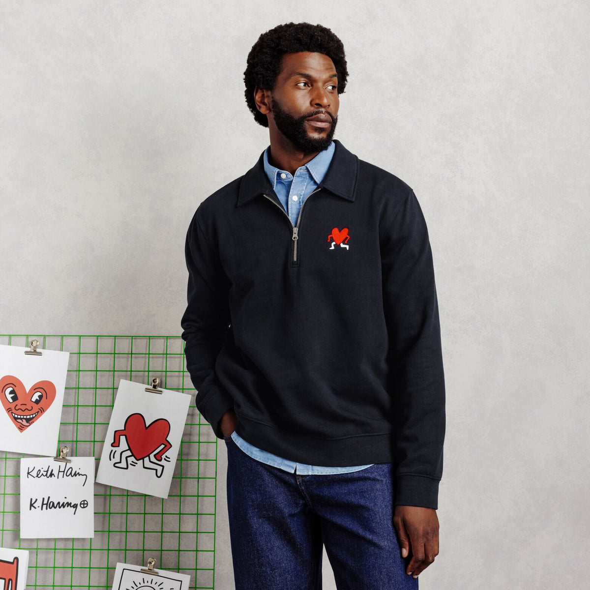 Sweat col montant zippé licence Keith Haring - 1