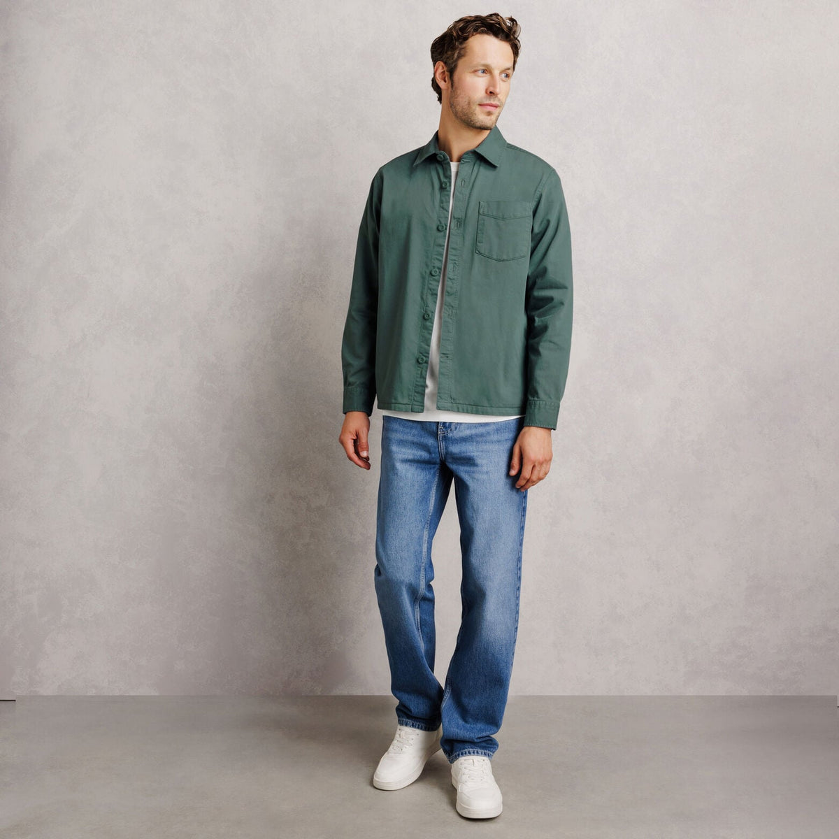 Surchemise regular col français 100% coton - 2