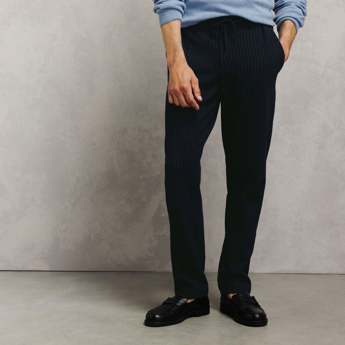 Pantalon tapered taille élastiquée rayé - 1