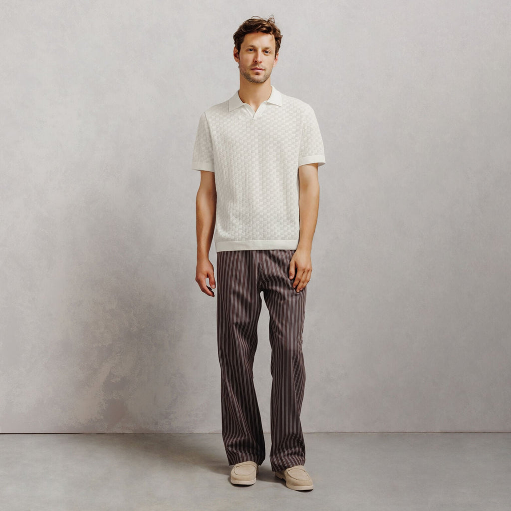 Polo en maille col resort damier - 2