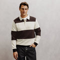 Sweat col polo larges rayures - 1