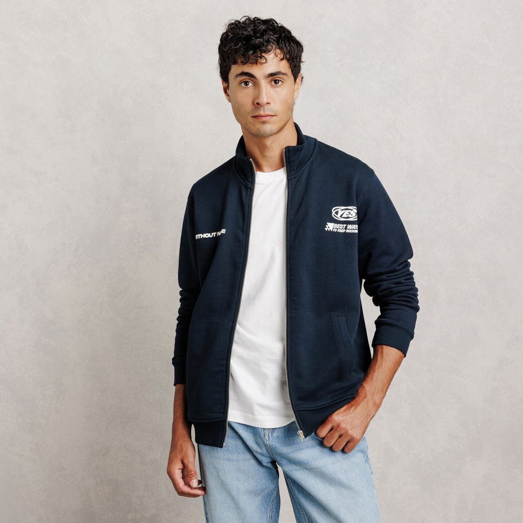 Sweat  zippé col montant imprimé  devant dos - 1